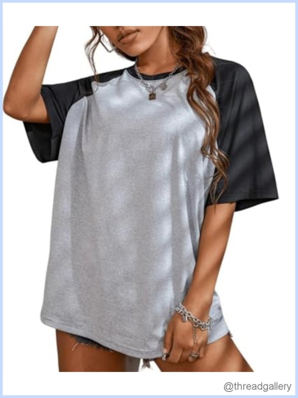 Oversized Raglan Baseball Tee Drop Shoulder Loose Fit Tunic Top